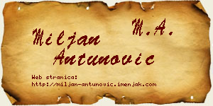Miljan Antunović vizit kartica